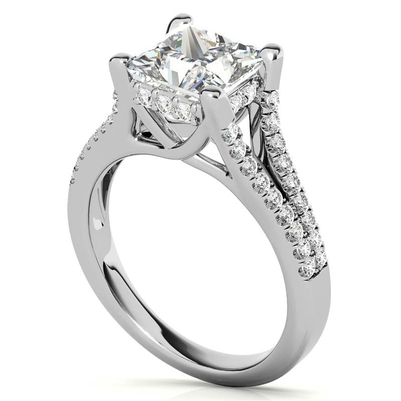 Princess Split Shank Trellis Moissanite Engagement Ring