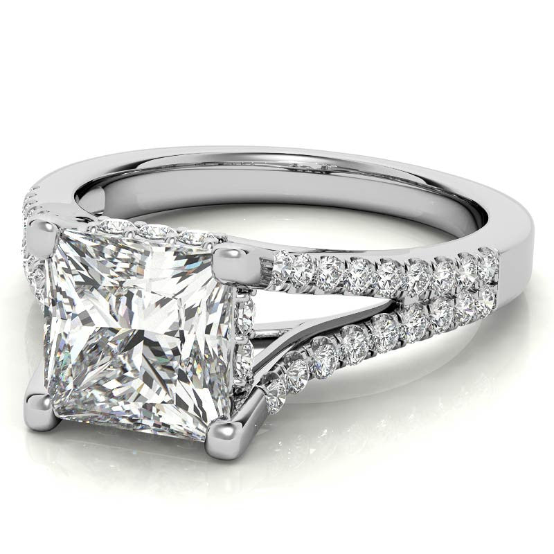 Princess Split Shank Trellis Moissanite Engagement Ring