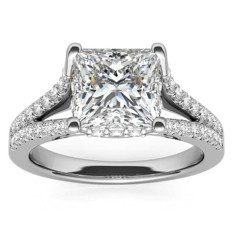 Princess Split Shank Trellis Moissanite Engagement Ring