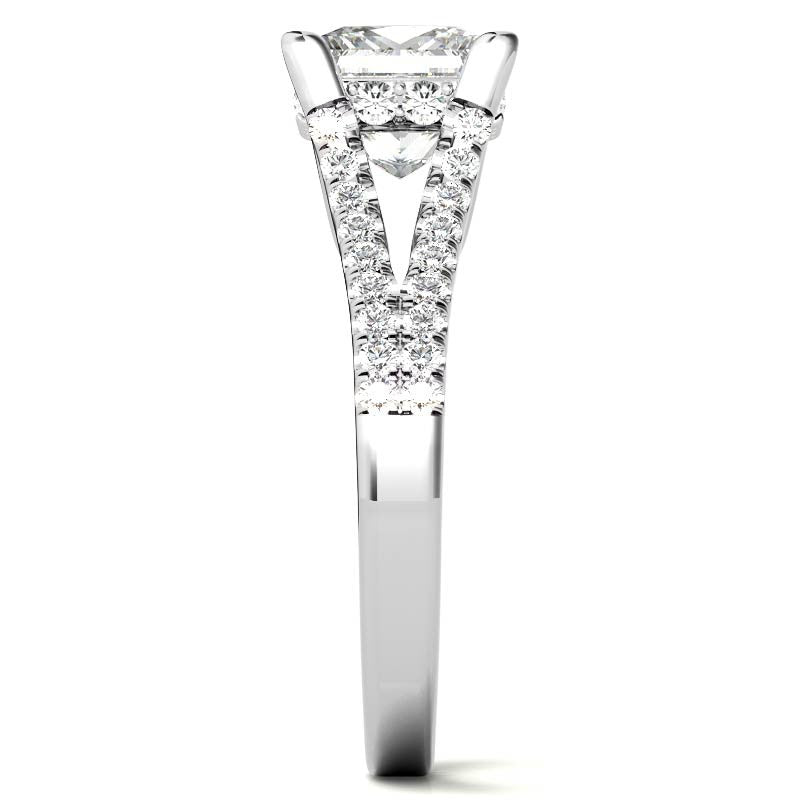 Princess Split Shank Trellis Moissanite Engagement Ring