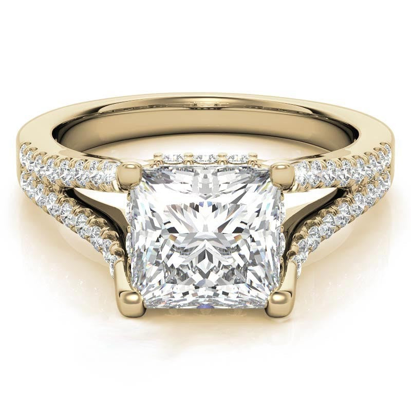Princess Split Shank Trellis Moissanite Engagement Ring