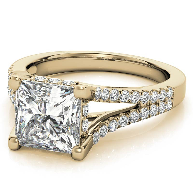 Princess Split Shank Trellis Moissanite Engagement Ring