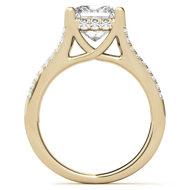 Princess Split Shank Trellis Moissanite Engagement Ring