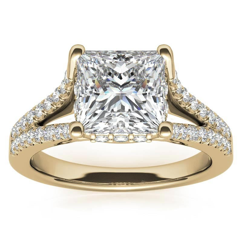 Princess Split Shank Trellis Moissanite Engagement Ring