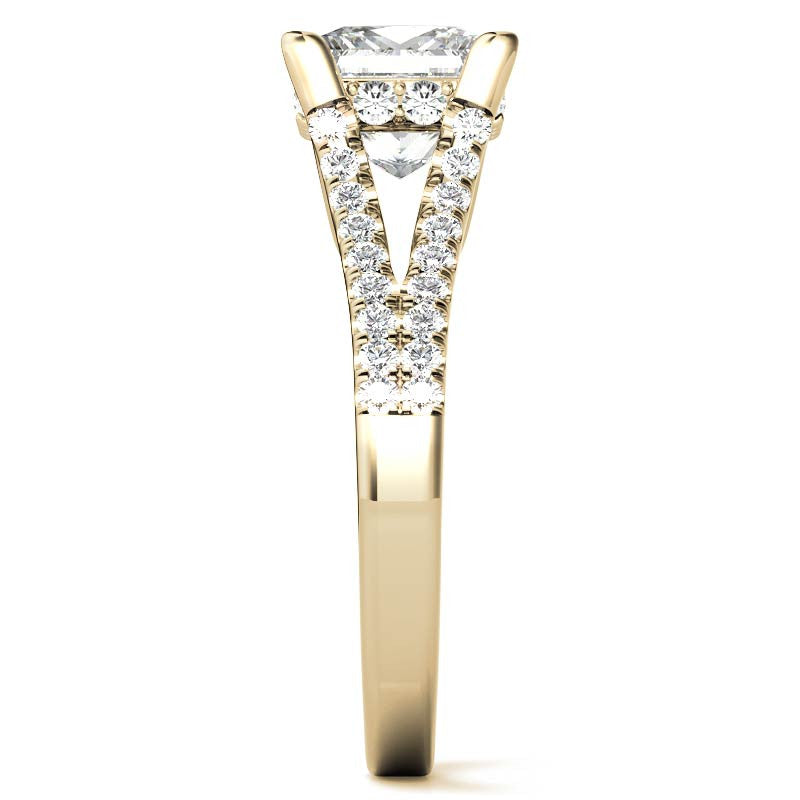 Princess Split Shank Trellis Moissanite Engagement Ring