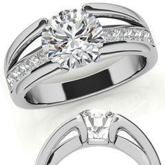 Round & Princess Modern Moissanite Engagement Ring