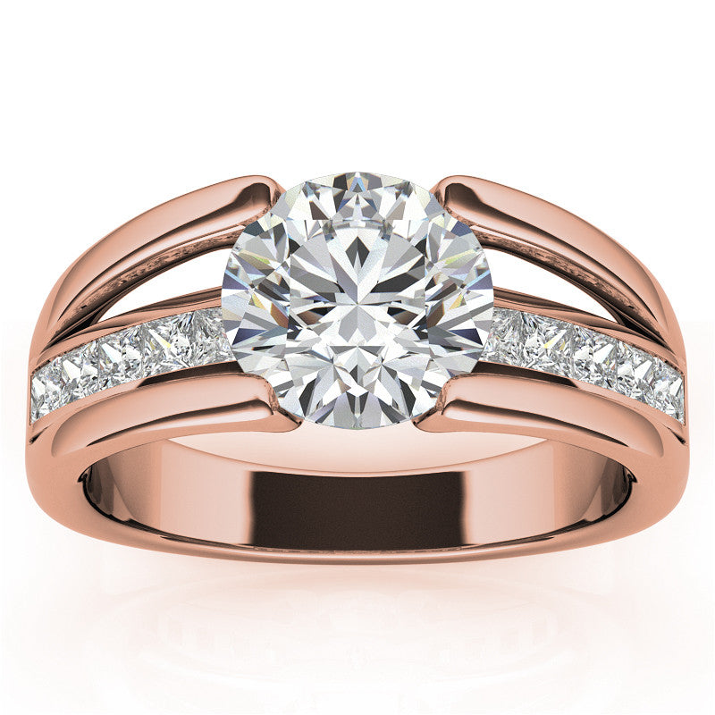 Round & Princess Modern Moissanite Engagement Ring