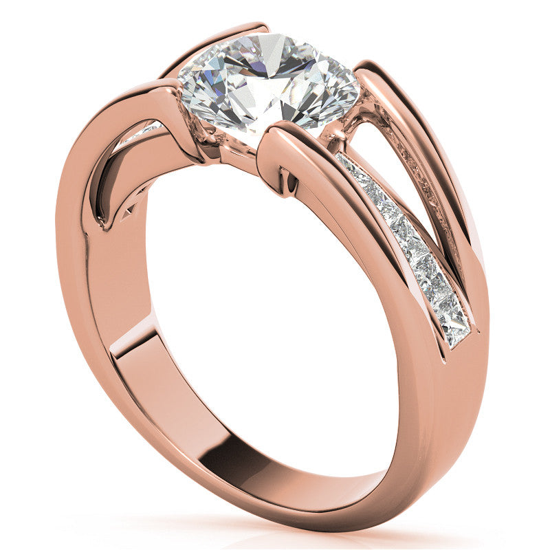 Round & Princess Modern Moissanite Engagement Ring