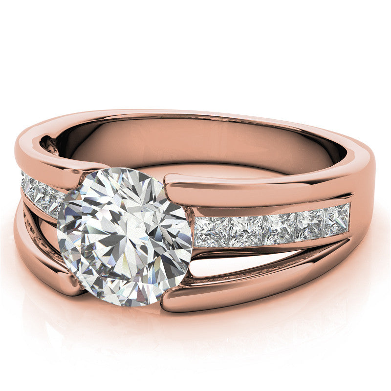 Round & Princess Modern Moissanite Engagement Ring