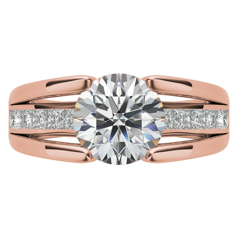 Round & Princess Modern Moissanite Engagement Ring