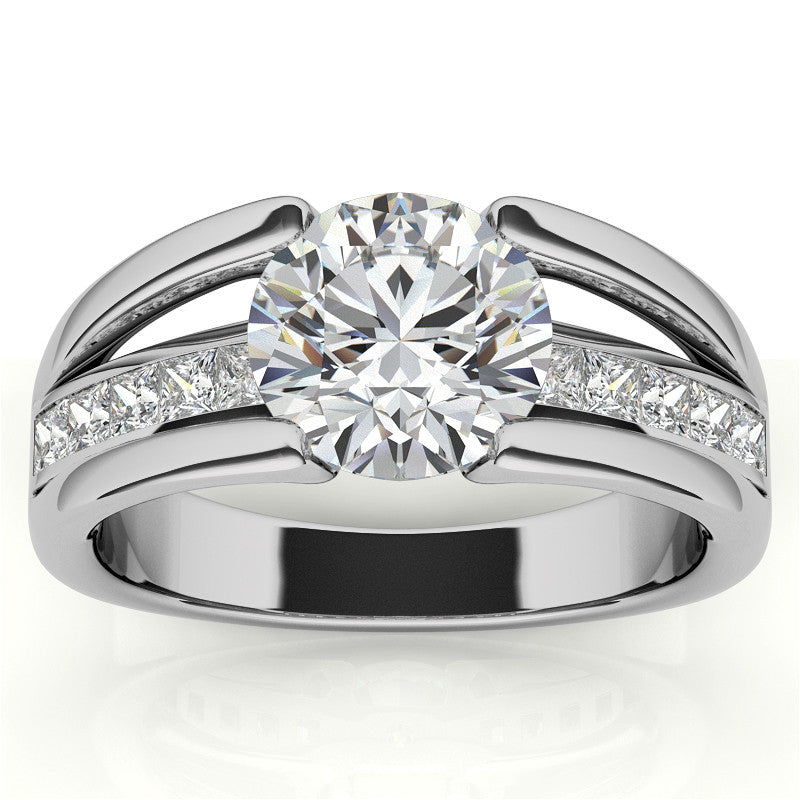 Round & Princess Modern Moissanite Engagement Ring