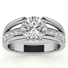 Round & Princess Modern Moissanite Engagement Ring