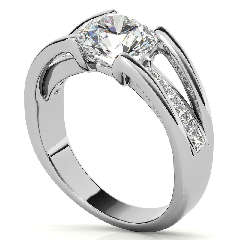 Round & Princess Modern Moissanite Engagement Ring