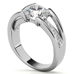 Round & Princess Modern Moissanite Engagement Ring
