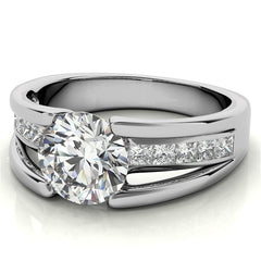 Round & Princess Modern Moissanite Engagement Ring