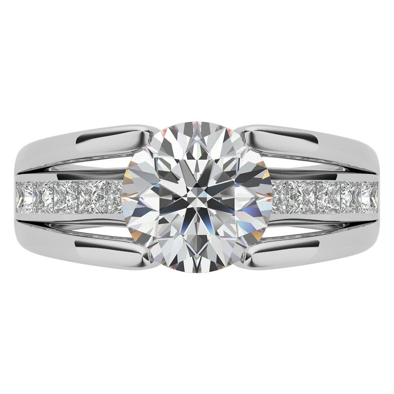 Round & Princess Modern Moissanite Engagement Ring
