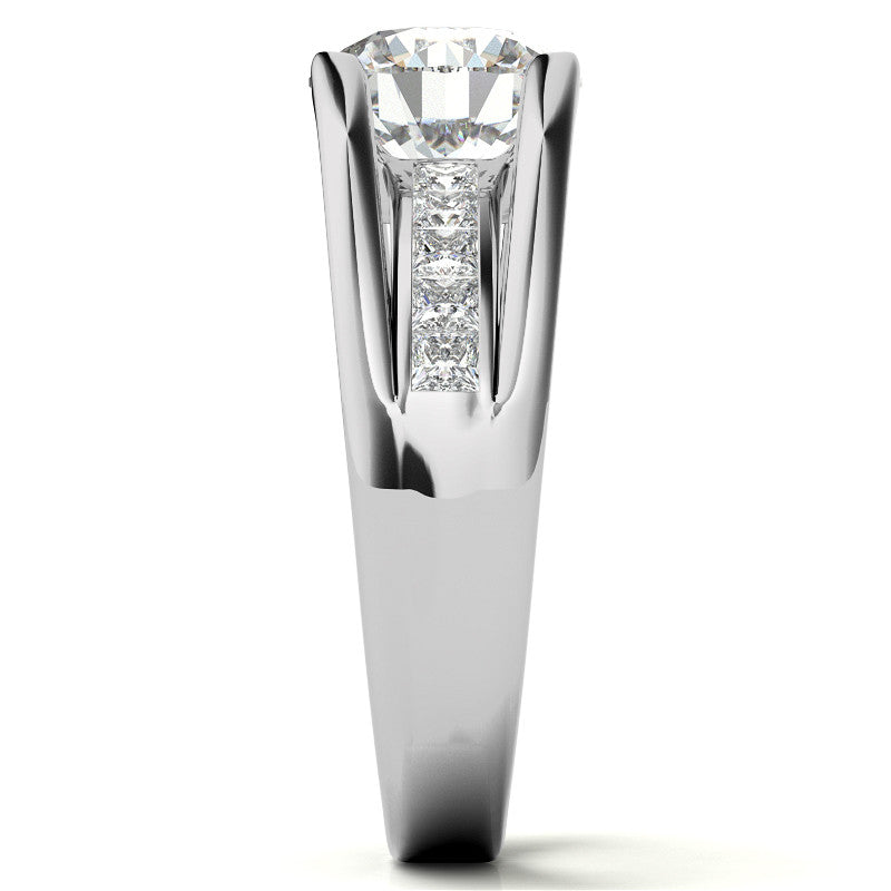 Round & Princess Modern Moissanite Engagement Ring