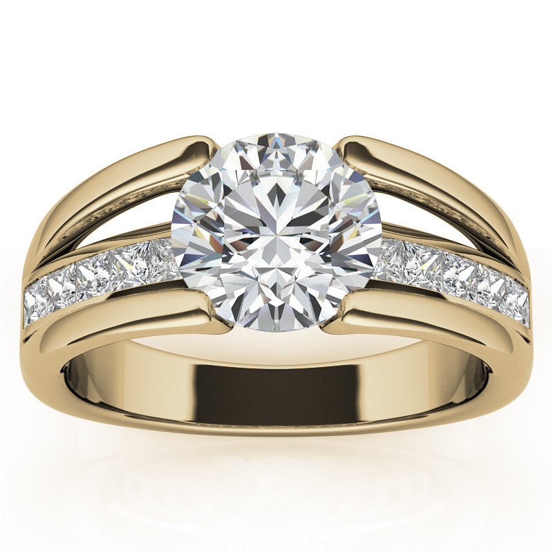 Round & Princess Modern Moissanite Engagement Ring