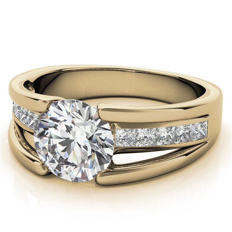 Round & Princess Modern Moissanite Engagement Ring