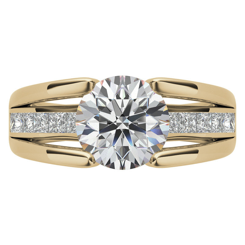 Round & Princess Modern Moissanite Engagement Ring