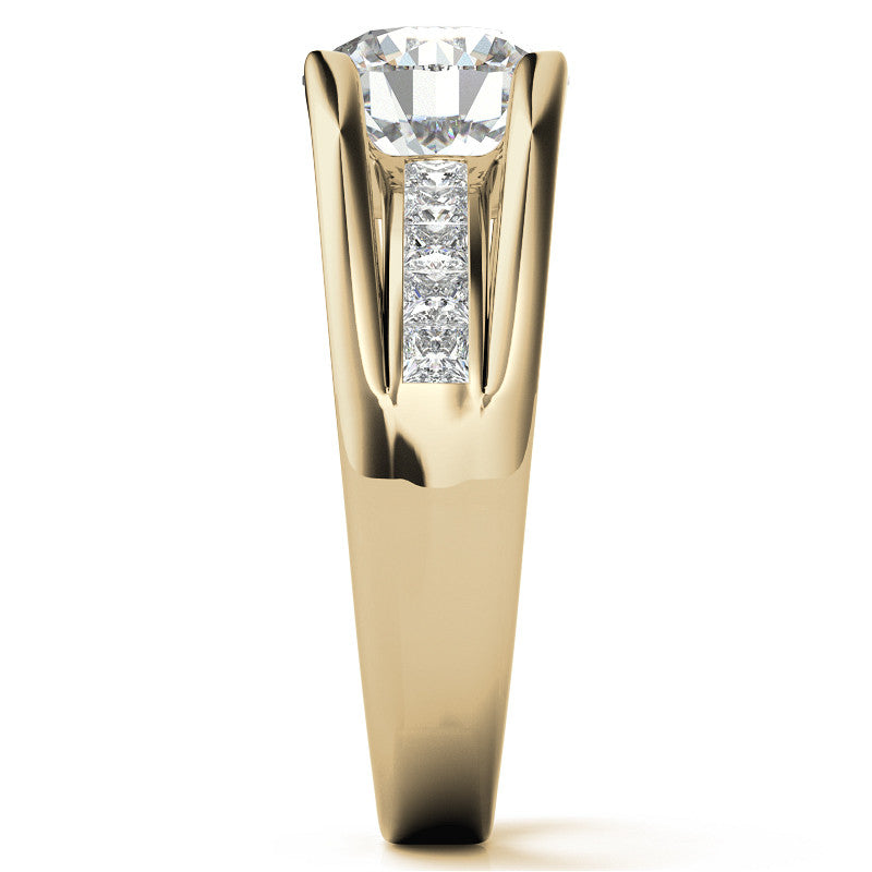 Round & Princess Modern Moissanite Engagement Ring
