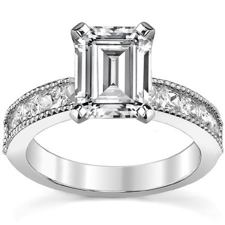 Square Moissanite Milgrain Engagement Ring, 1.3ct