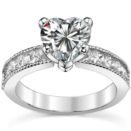Square Moissanite Milgrain Engagement Ring, 1.3ct