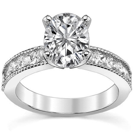Square Moissanite Milgrain Engagement Ring, 1.3ct