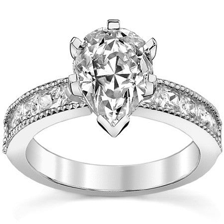 Square Moissanite Milgrain Engagement Ring, 1.3ct