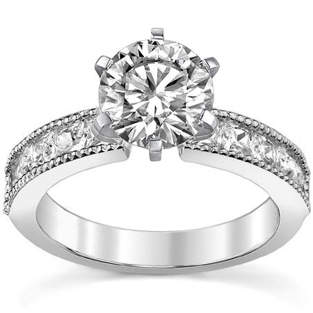 Square Moissanite Milgrain Engagement Ring, 1.3ct