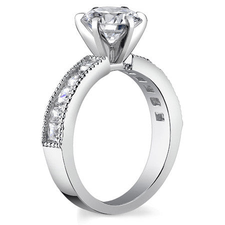 Square Moissanite Milgrain Engagement Ring, 1.3ct