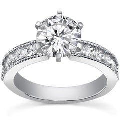 Square Moissanite Milgrain Engagement Ring, 1.3ct