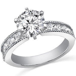 Square Moissanite Milgrain Engagement Ring, 1.3ct