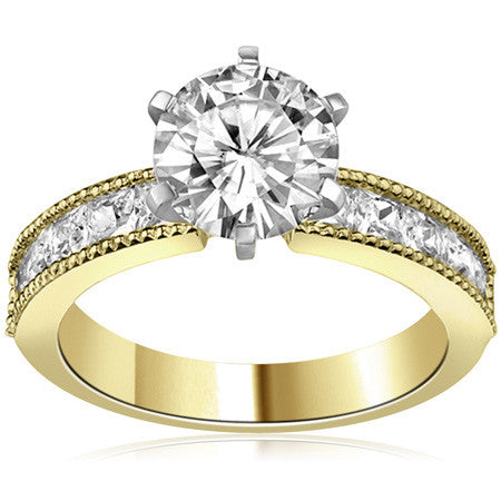 Square Moissanite Milgrain Engagement Ring, 1.3ct
