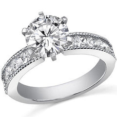 Square Moissanite Milgrain Engagement Ring, 1.3ct