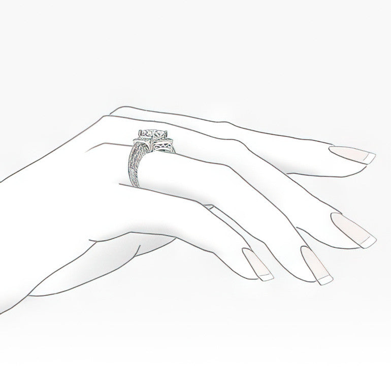 Radiant/Emerald Halo Antique Moissanite Engagement Ring