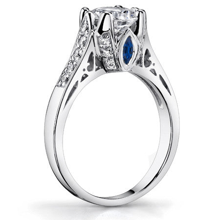 Round & Sapphire Antique Moissanite Engagement Ring