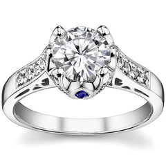 Round & Sapphire Antique Moissanite Engagement Ring