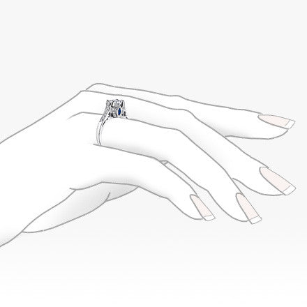 Round & Sapphire Antique Moissanite Engagement Ring