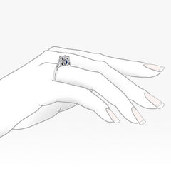Round & Sapphire Antique Moissanite Engagement Ring