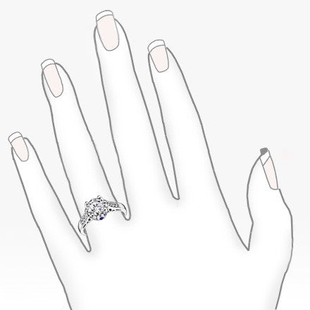 Round & Sapphire Antique Moissanite Engagement Ring