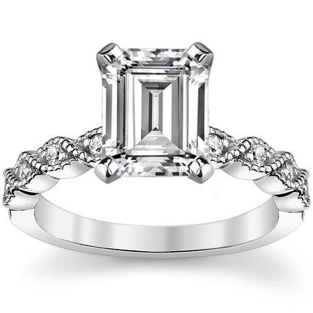 Round Brilliant Moissanite Rope Style Engagement Ring Setting (.12ct)