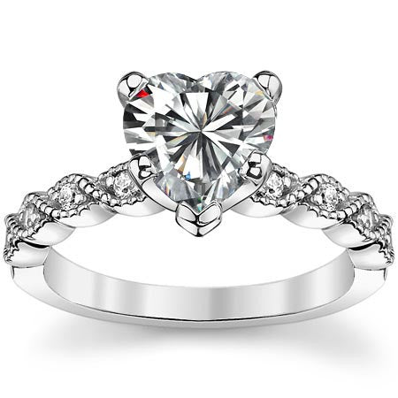 Round Brilliant Moissanite Rope Style Engagement Ring Setting (.12ct)