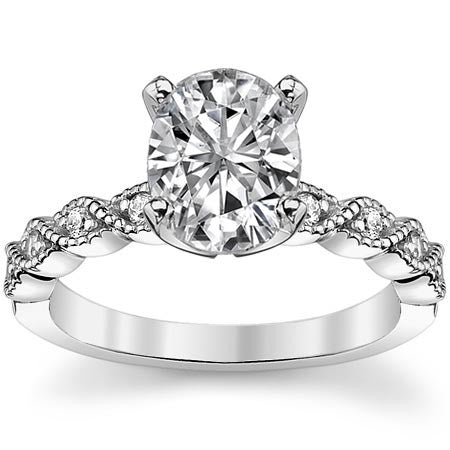 Round Brilliant Moissanite Rope Style Engagement Ring Setting (.12ct)