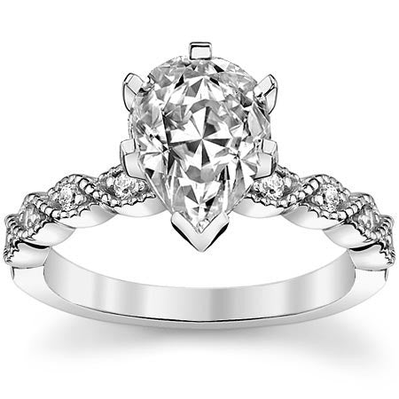 Round Brilliant Moissanite Rope Style Engagement Ring Setting (.12ct)