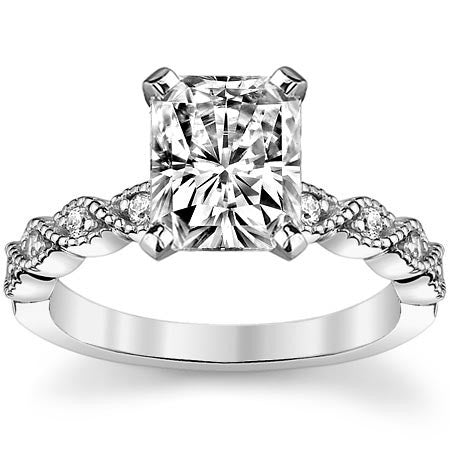 Round Brilliant Moissanite Rope Style Engagement Ring Setting (.12ct)