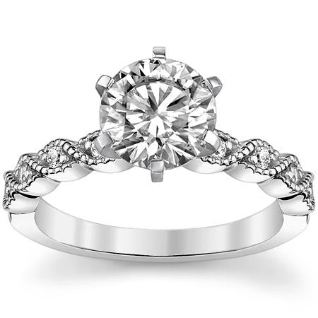 Round Brilliant Moissanite Rope Style Engagement Ring Setting (.12ct)