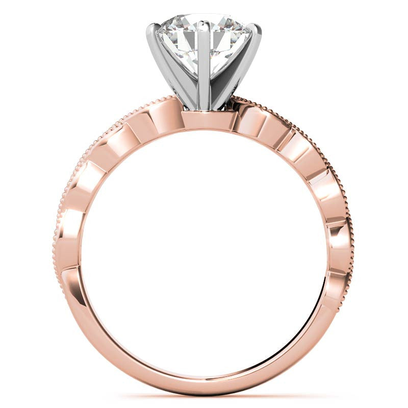 Round Brilliant Moissanite Rope Style Engagement Ring Setting (.12ct)