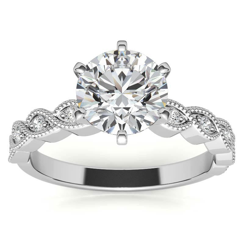Round Brilliant Moissanite Rope Style Engagement Ring Setting (.12ct)