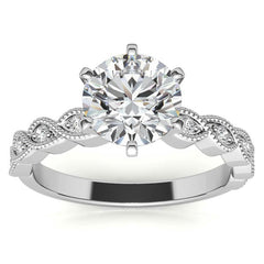 Round Brilliant Moissanite Rope Style Engagement Ring Setting (.12ct)